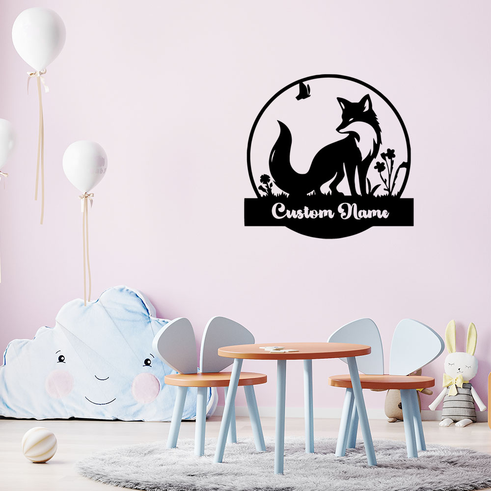 Home Decor Sticker - 1PC Fashion Fox Customizable Name Vinyl