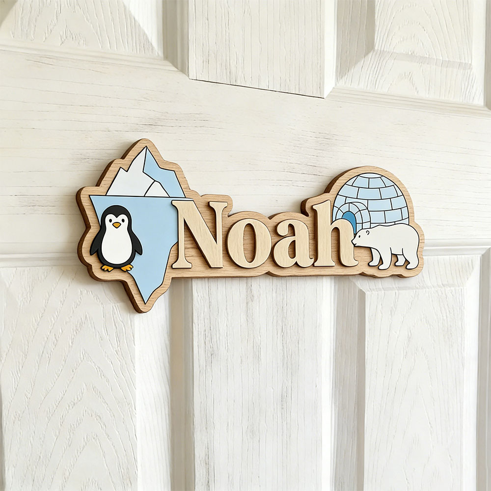 Home Decor Wall Pictures - Arctic Penguin & Polar Bear Custom