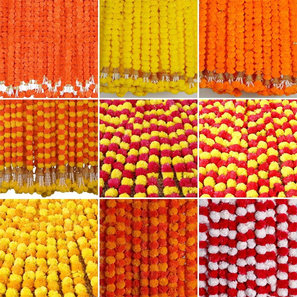 Home Decor Indonesia - Long Strands Artificial Marigold Garland​​ Pooja