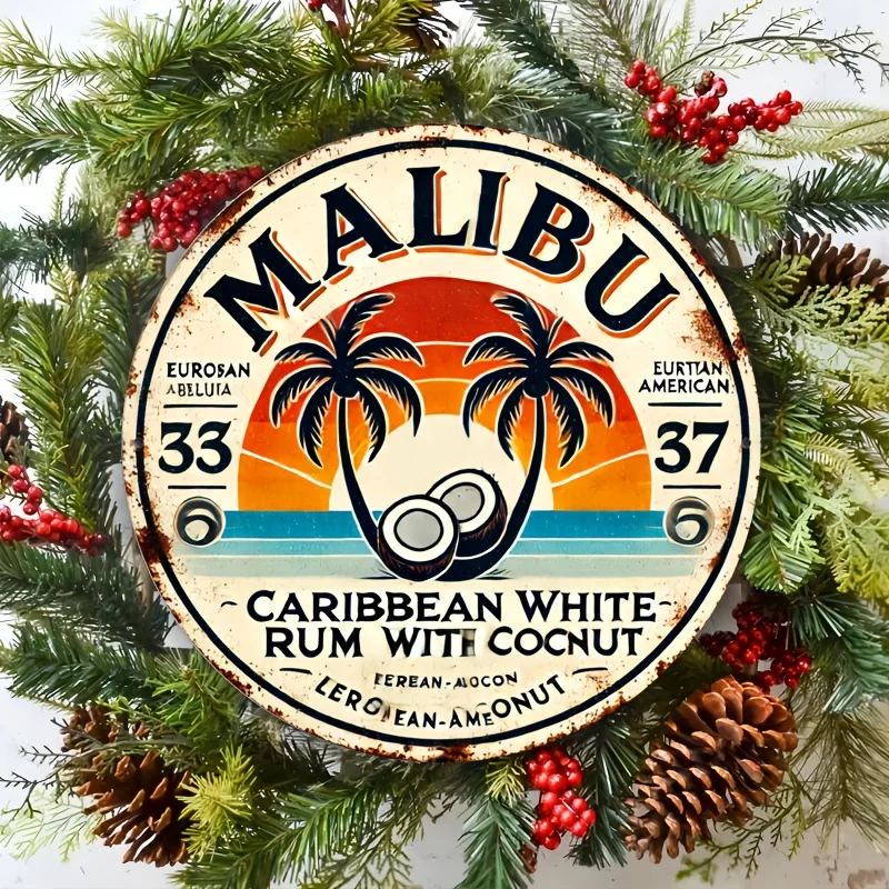 Home Decor Trends - Vintage Malibu Rum Coconut Aluminum Wall
