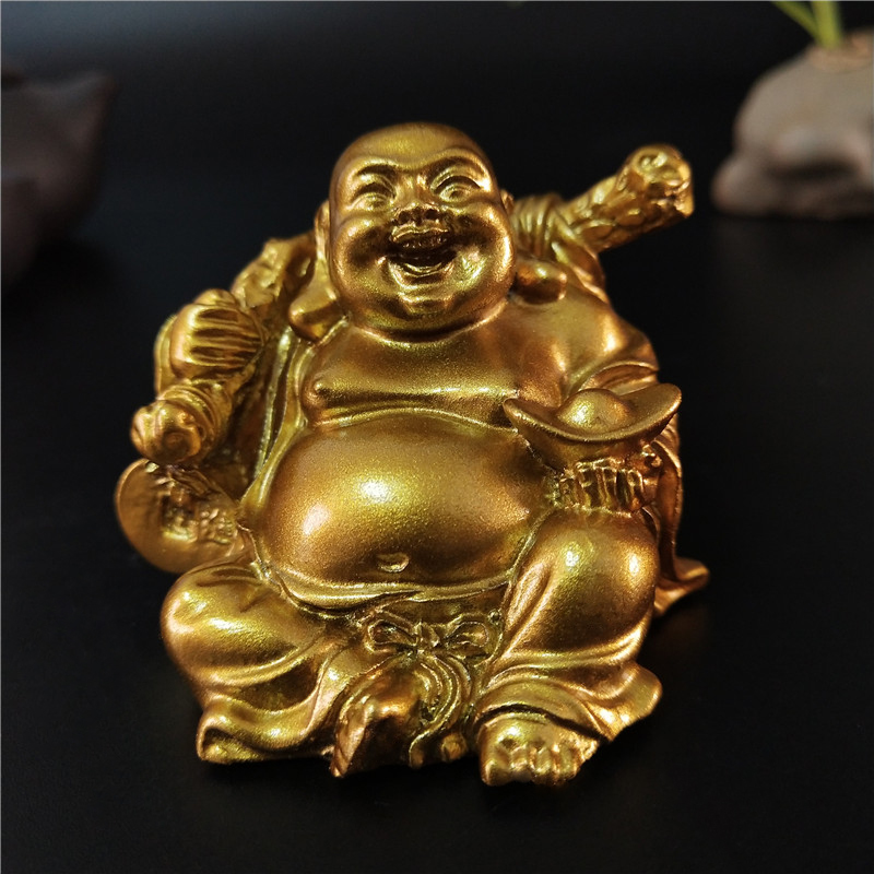 Home Decor On Sale - Golden Laughing Buddha Statue Chinese Feng
