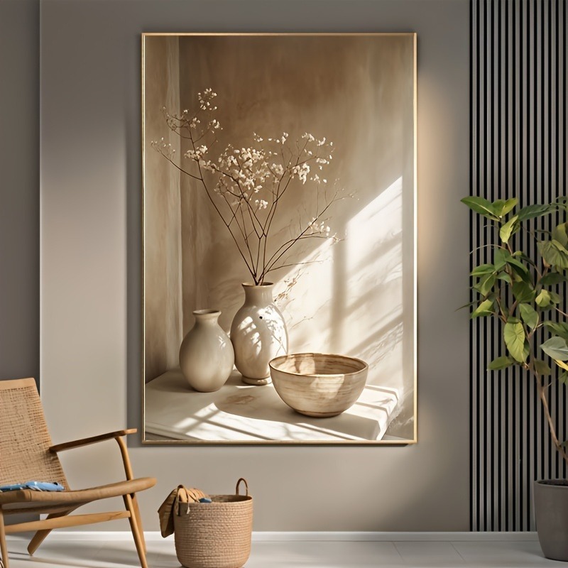 Home Decor Vase - Art Deco Retro Floral Vase Canvas