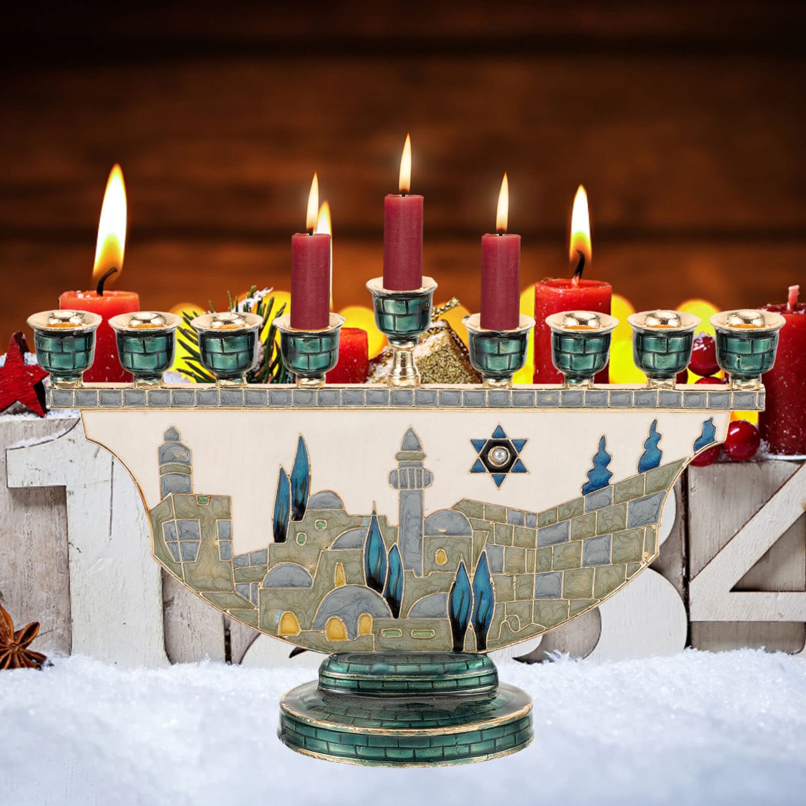 Home Decor Free - Jerusalem Menorah Hanukkah Candle Holder 9