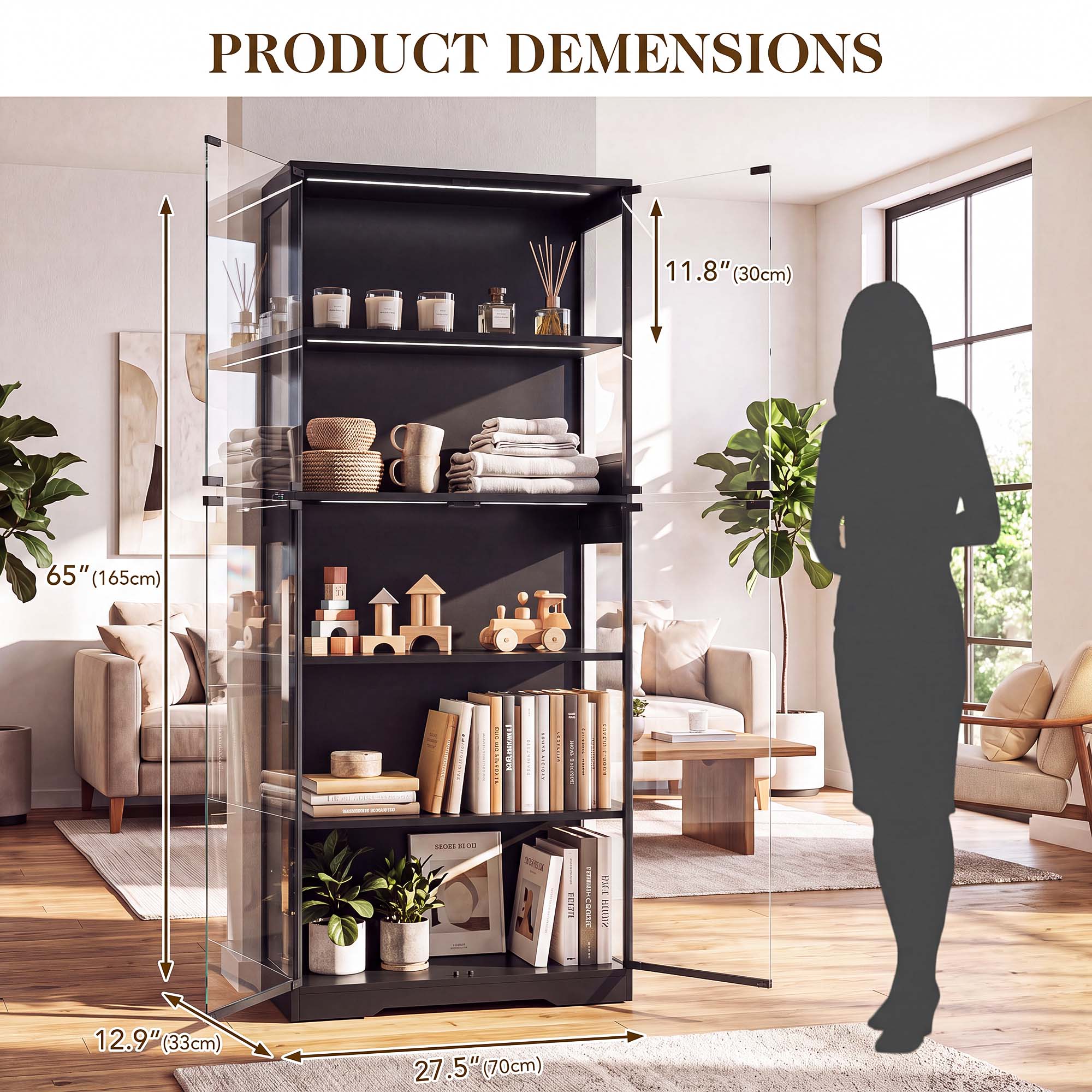 TCGBKAF 5‑Tier Display Cabinet - Home Decor Lighting recension och pris