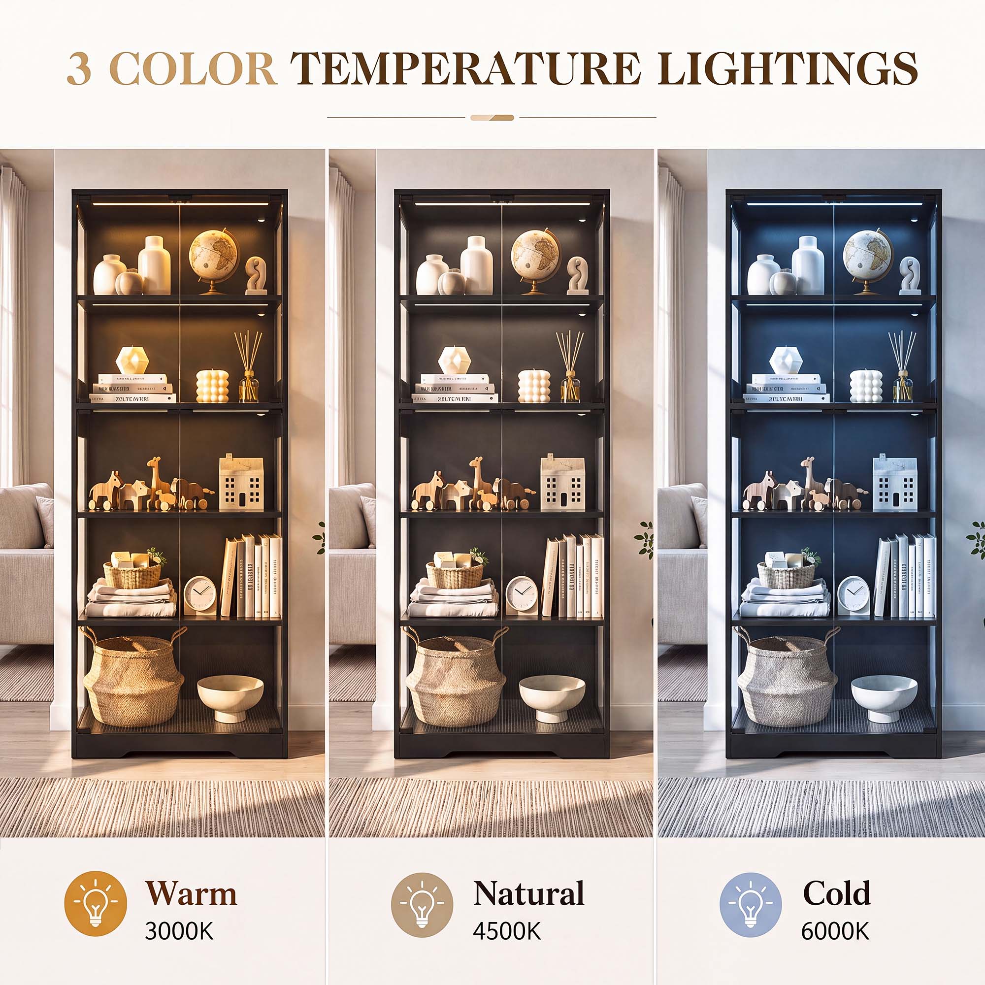 TCGBKAF 5‑Tier Display Cabinet - Home Decor Lighting recension och pris