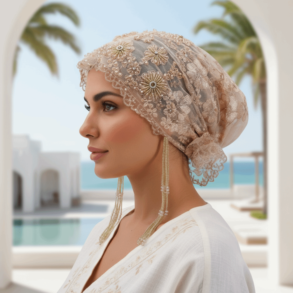 Shiny Beads Turban Hat Long Ta - Home Decor Indonesia recension och pris