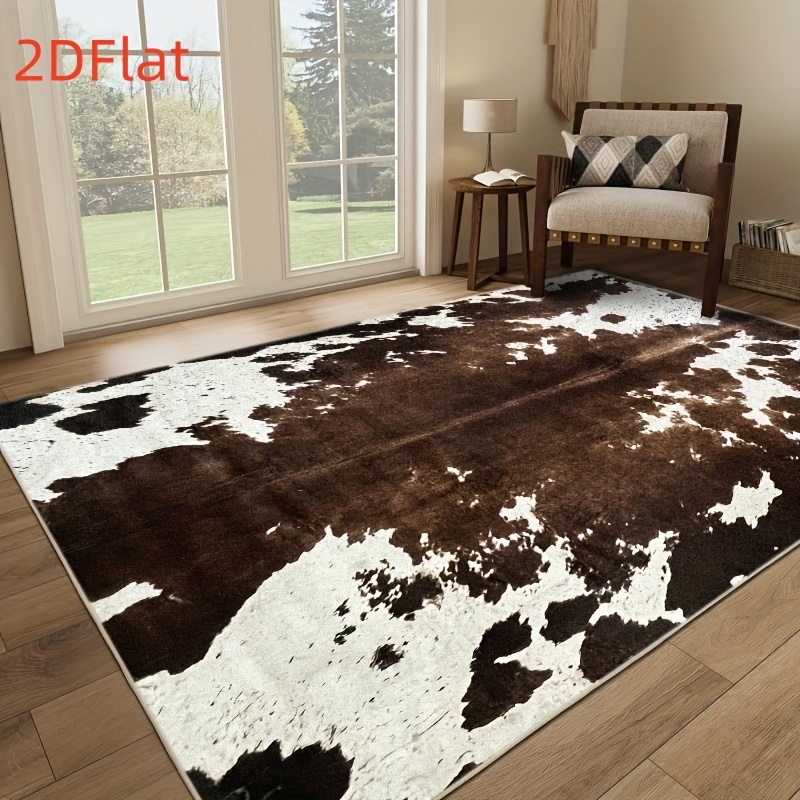 2D Flat Cowhide Print Flannel  - Cowhide Rug Faux recension och pris