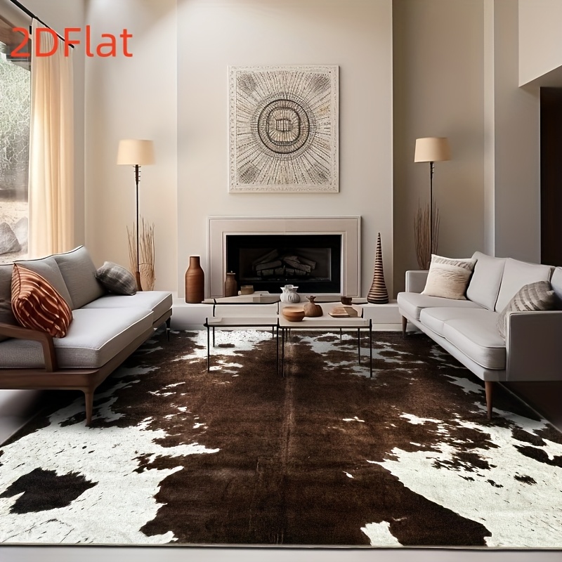 2D Flat Cowhide Print Flannel  - Cowhide Rug Faux recension och pris