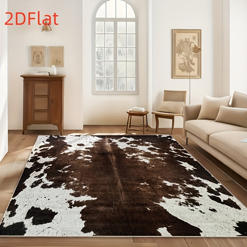 2D Flat Cowhide Print Flannel  - Cowhide Rug Faux recension och pris