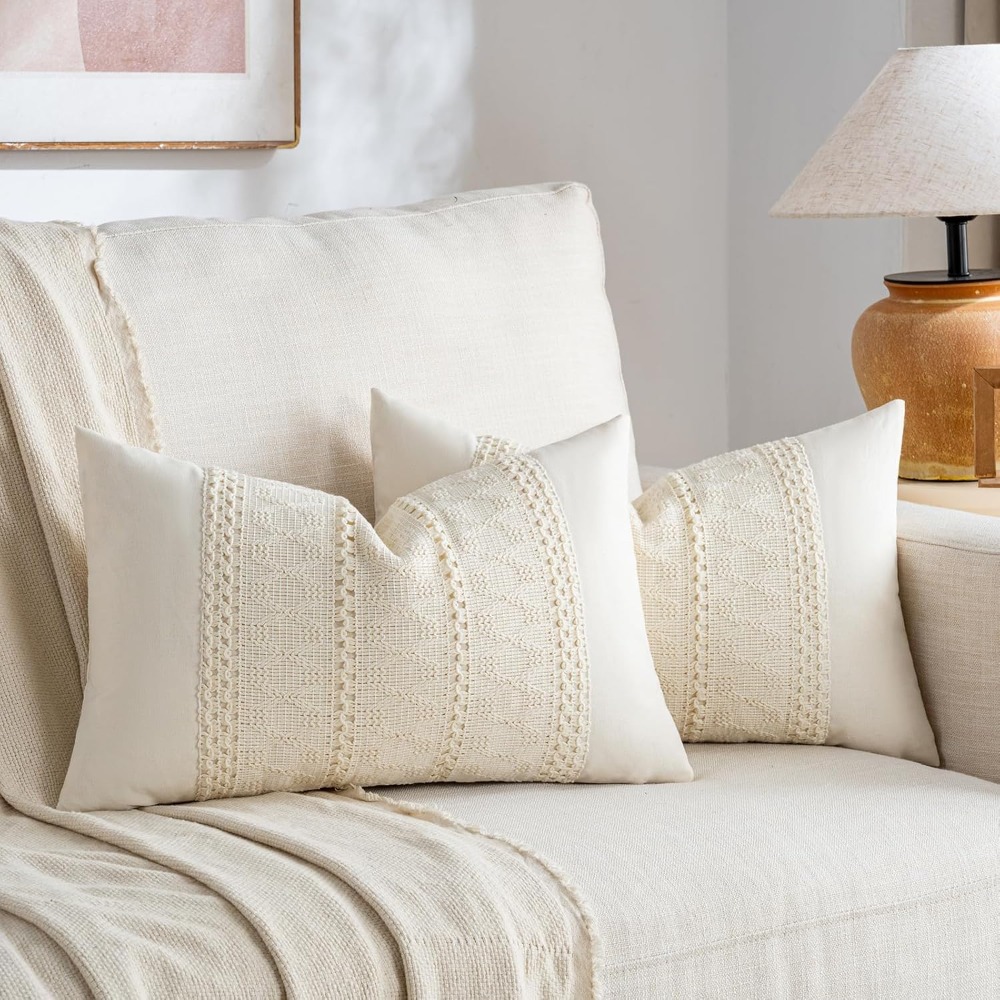 Boho Cream Lumbar Pillow Cover - Decorative Throw Pillow recension och pris