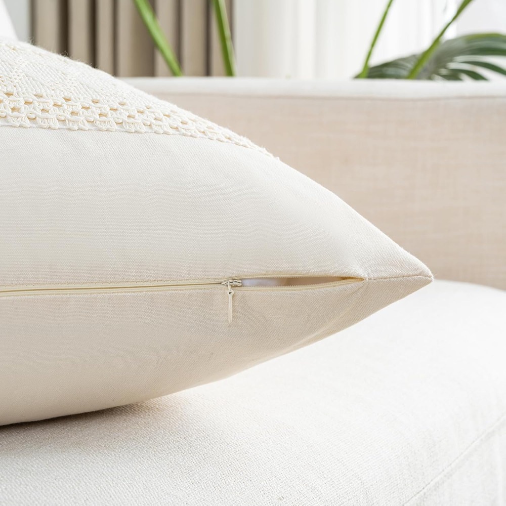 Boho Cream Lumbar Pillow Cover - Decorative Throw Pillow recension och pris