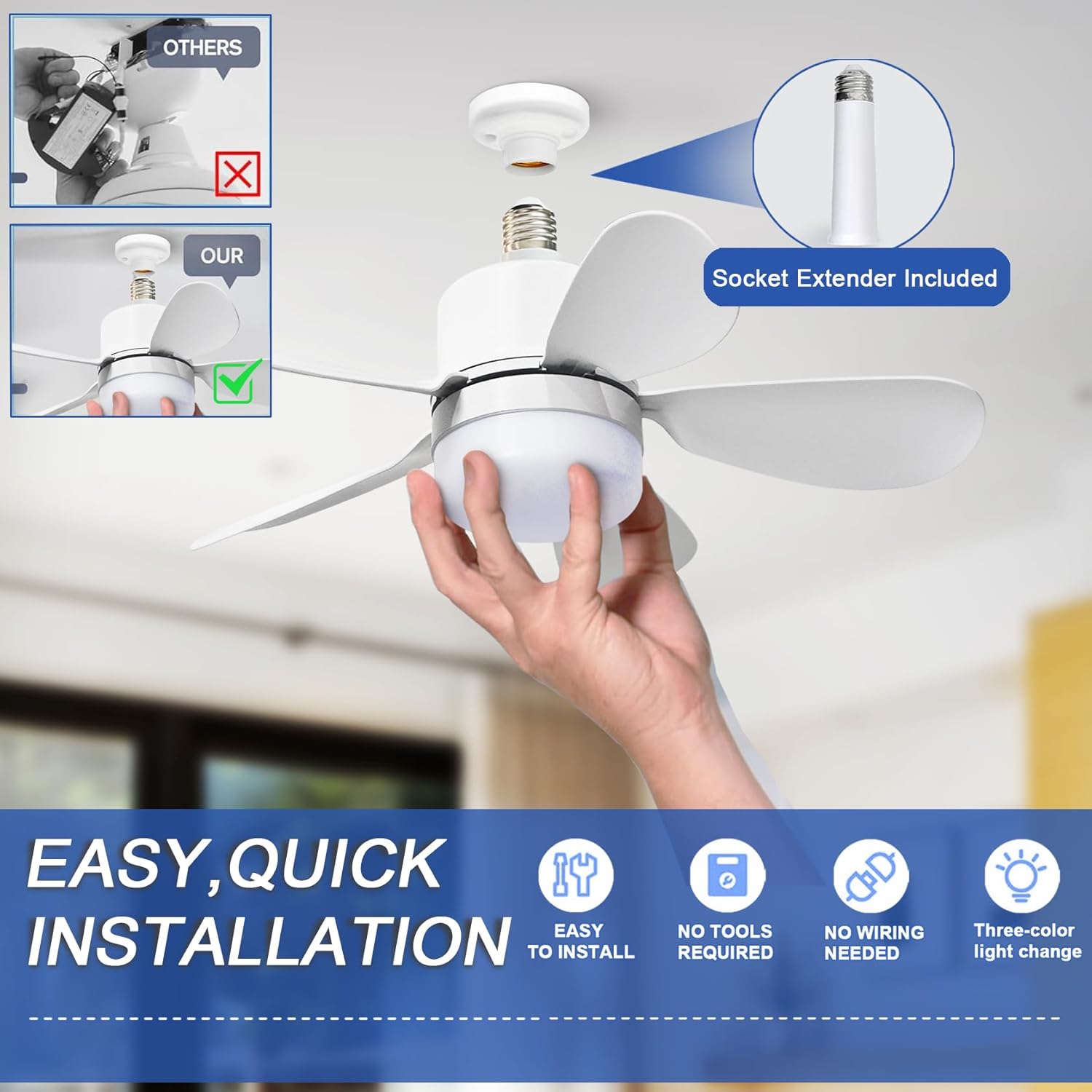 Socket Fan Light with Remote,  - Home Decor Lighting recension och pris