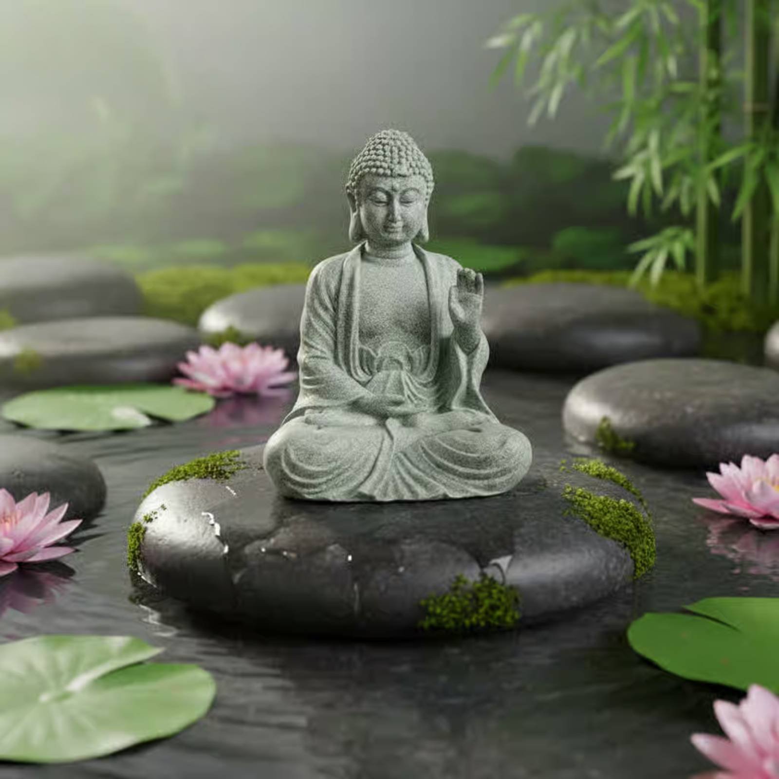 3 Pieces Stone Buddha Decor Te - Home Decor Zen recension och pris