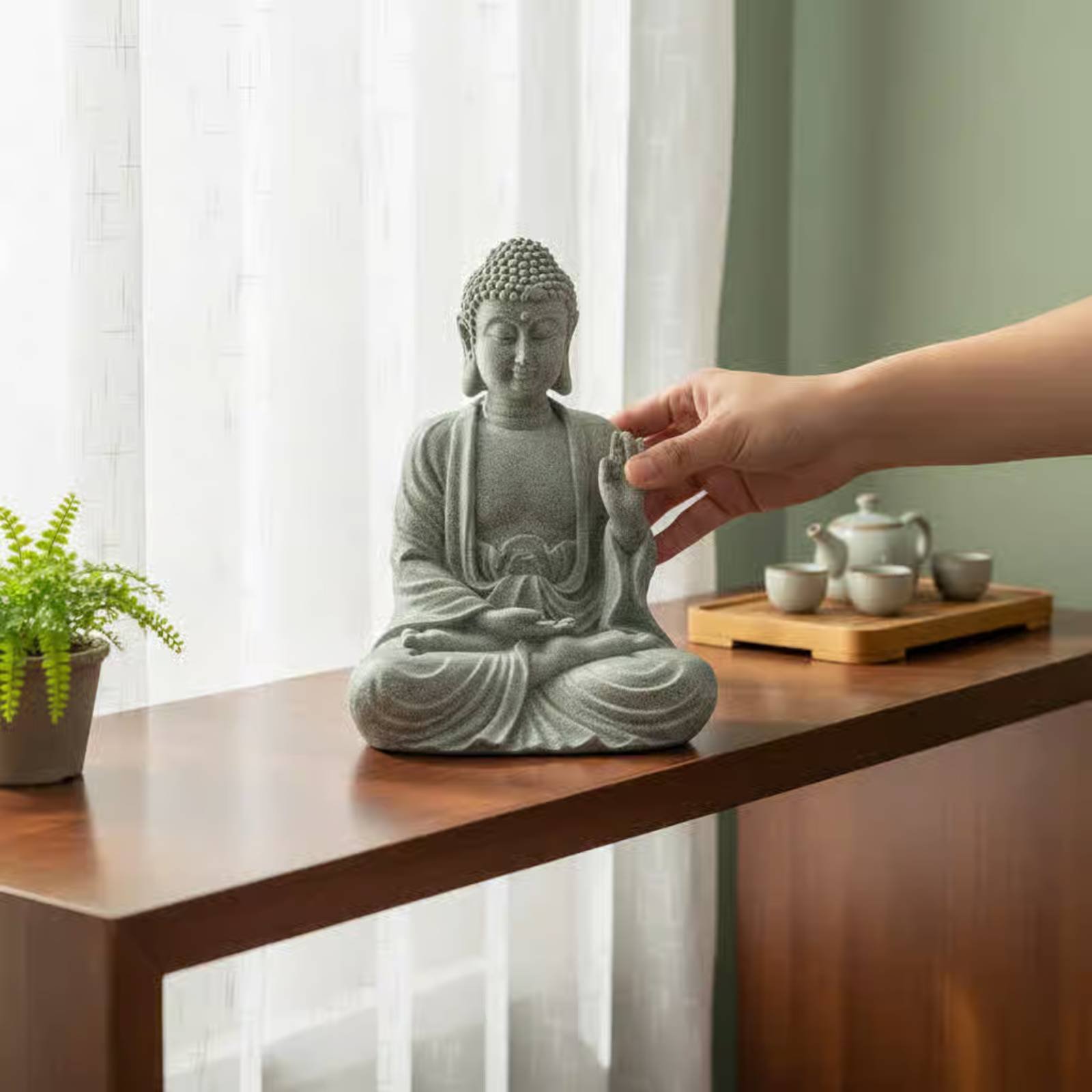 3 Pieces Stone Buddha Decor Te - Home Decor Zen recension och pris