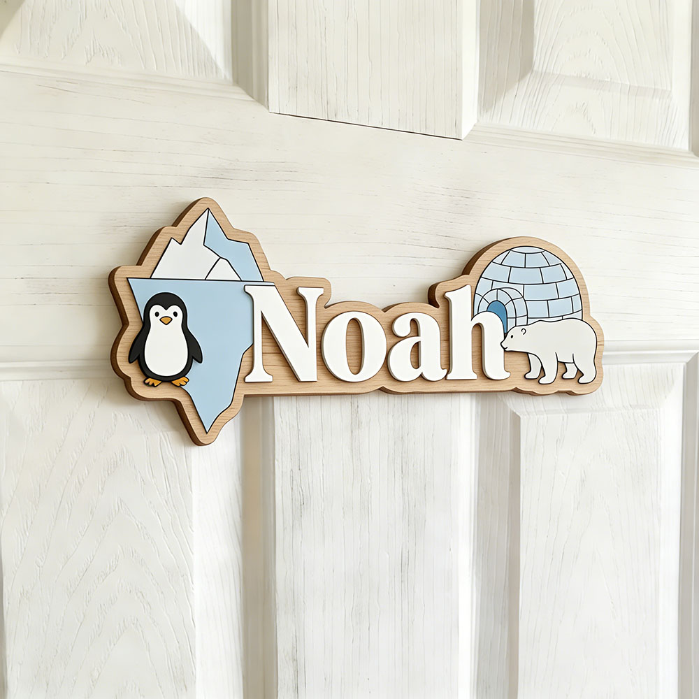 Arctic Penguin & Polar Bear Cu - Home Decor Wall Pictures recension och pris
