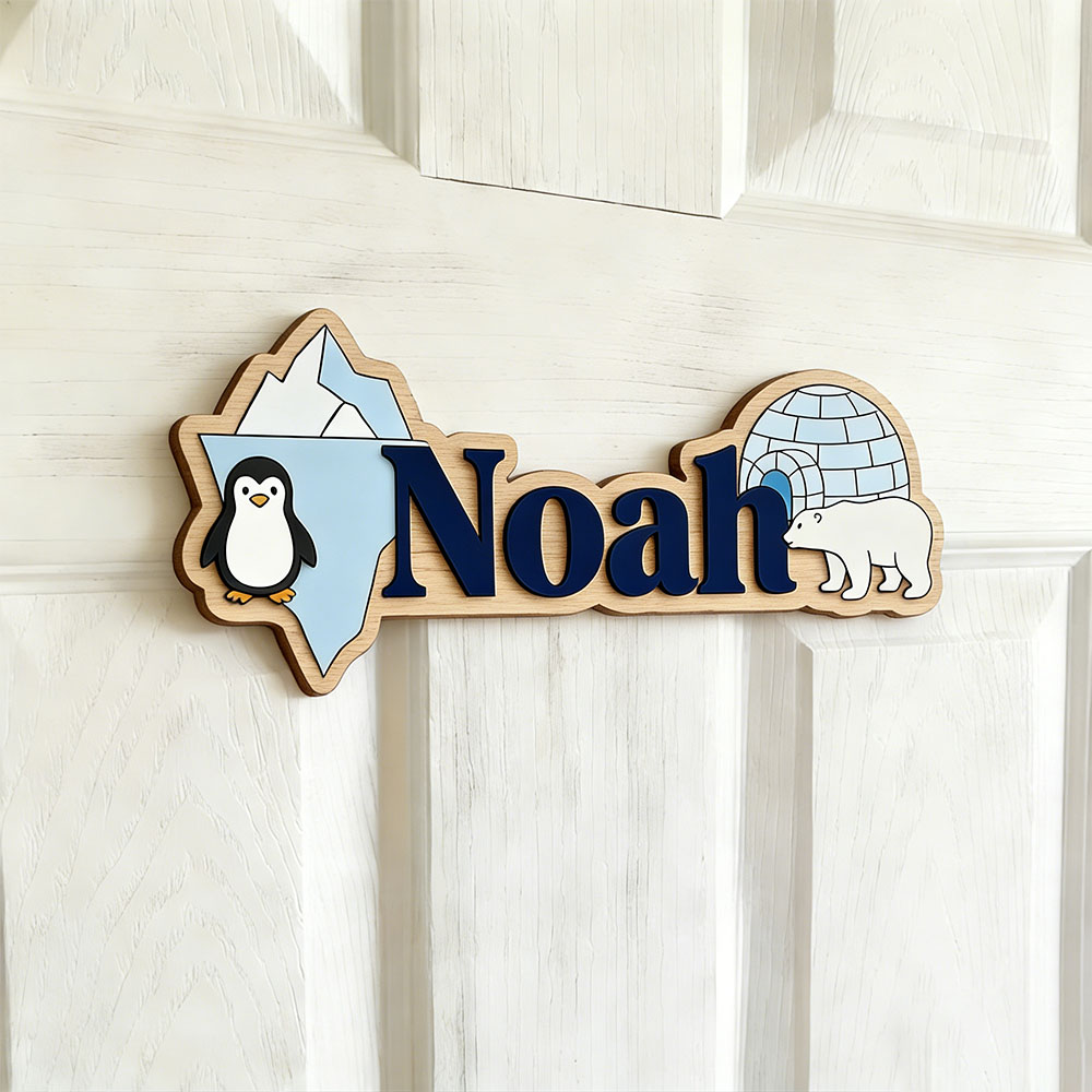 Arctic Penguin & Polar Bear Cu - Home Decor Wall Pictures recension och pris