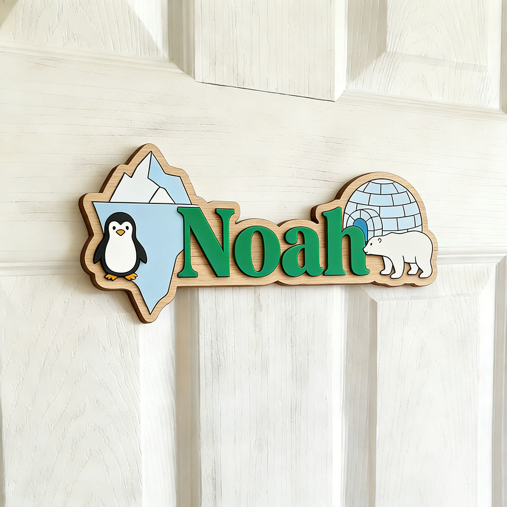 Arctic Penguin & Polar Bear Cu - Home Decor Wall Pictures recension och pris