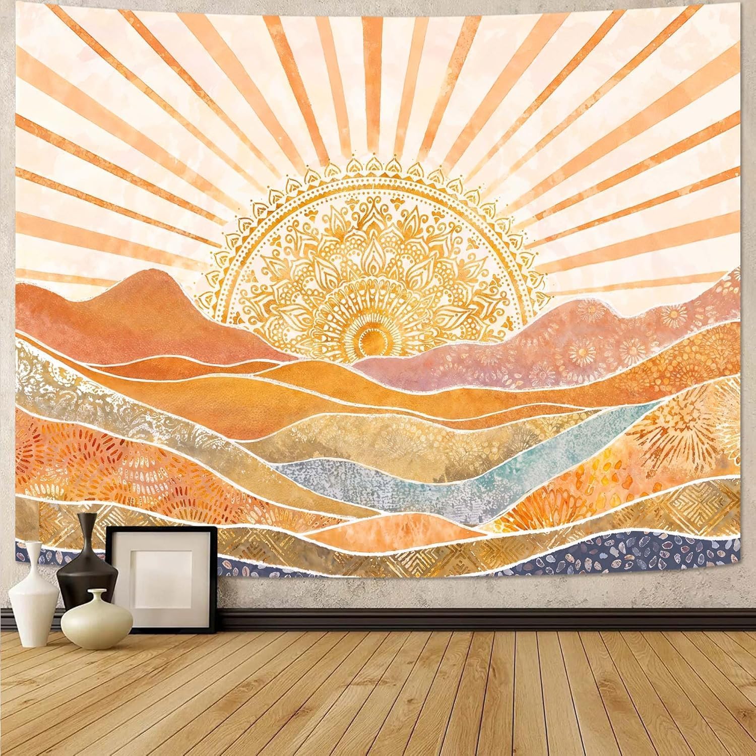 Aesthetic Boho Sun Mountain Ta - Aesthetic Tapestry recension och pris