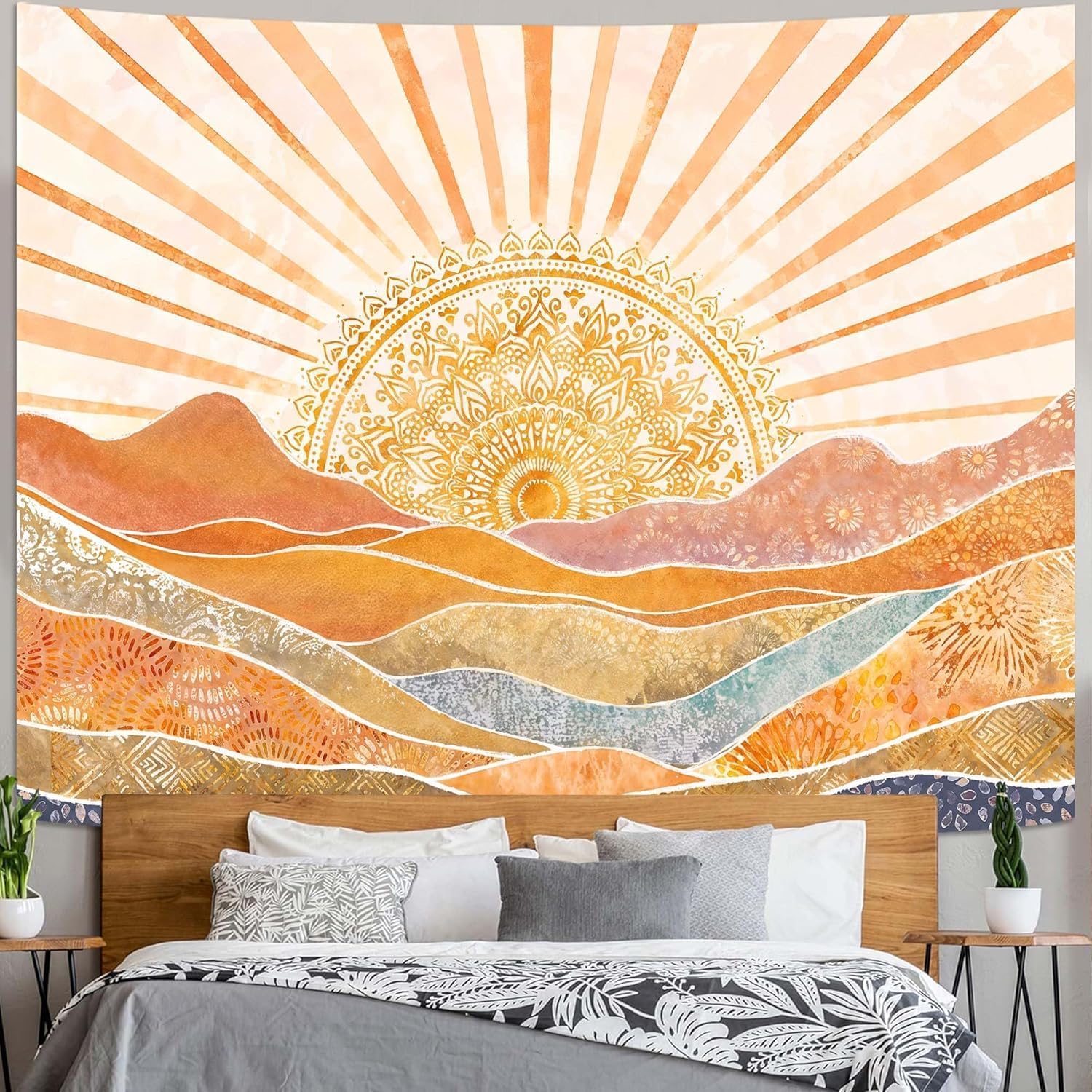 Aesthetic Boho Sun Mountain Ta - Aesthetic Tapestry recension och pris