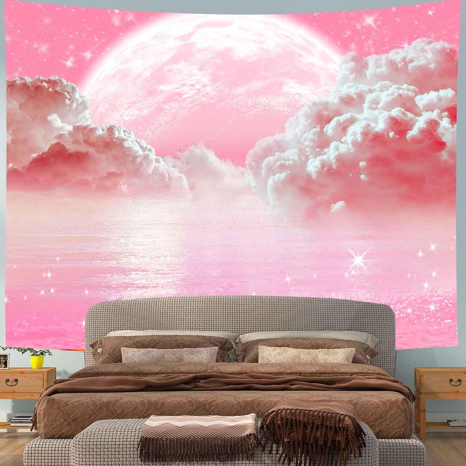 Pink Clouds Sky Tapestry Ocean - Aesthetic Tapestry recension och pris