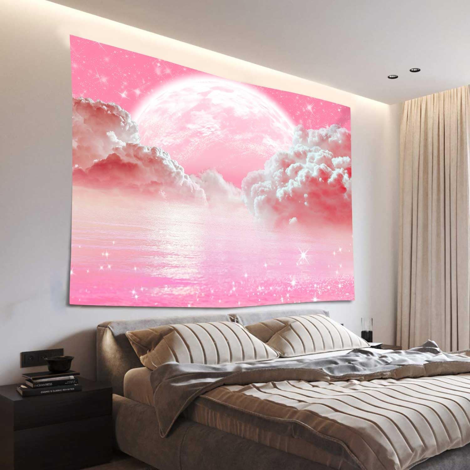 Pink Clouds Sky Tapestry Ocean - Aesthetic Tapestry recension och pris