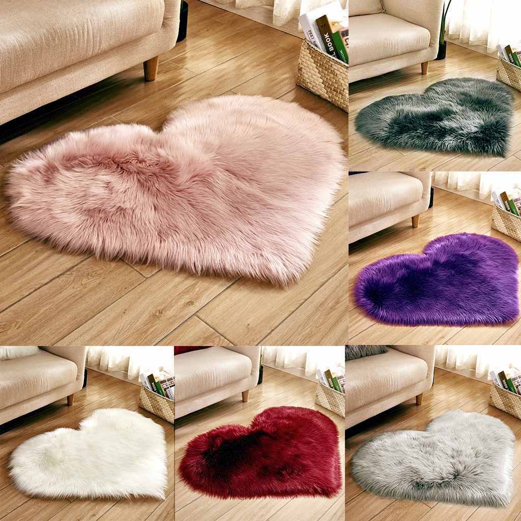 Heart Shaped Faux Fur Rug Bedr - Cowhide Rug Faux recension och pris