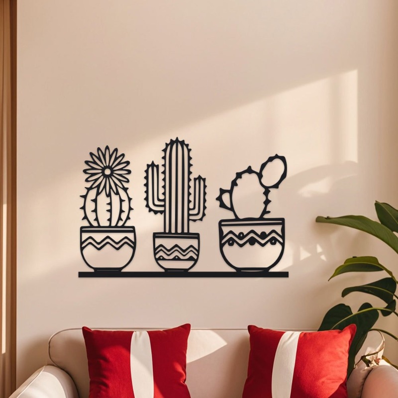 Rustic Cactus Metal Wall Decor - Home Decor Garden Ideas recension och pris