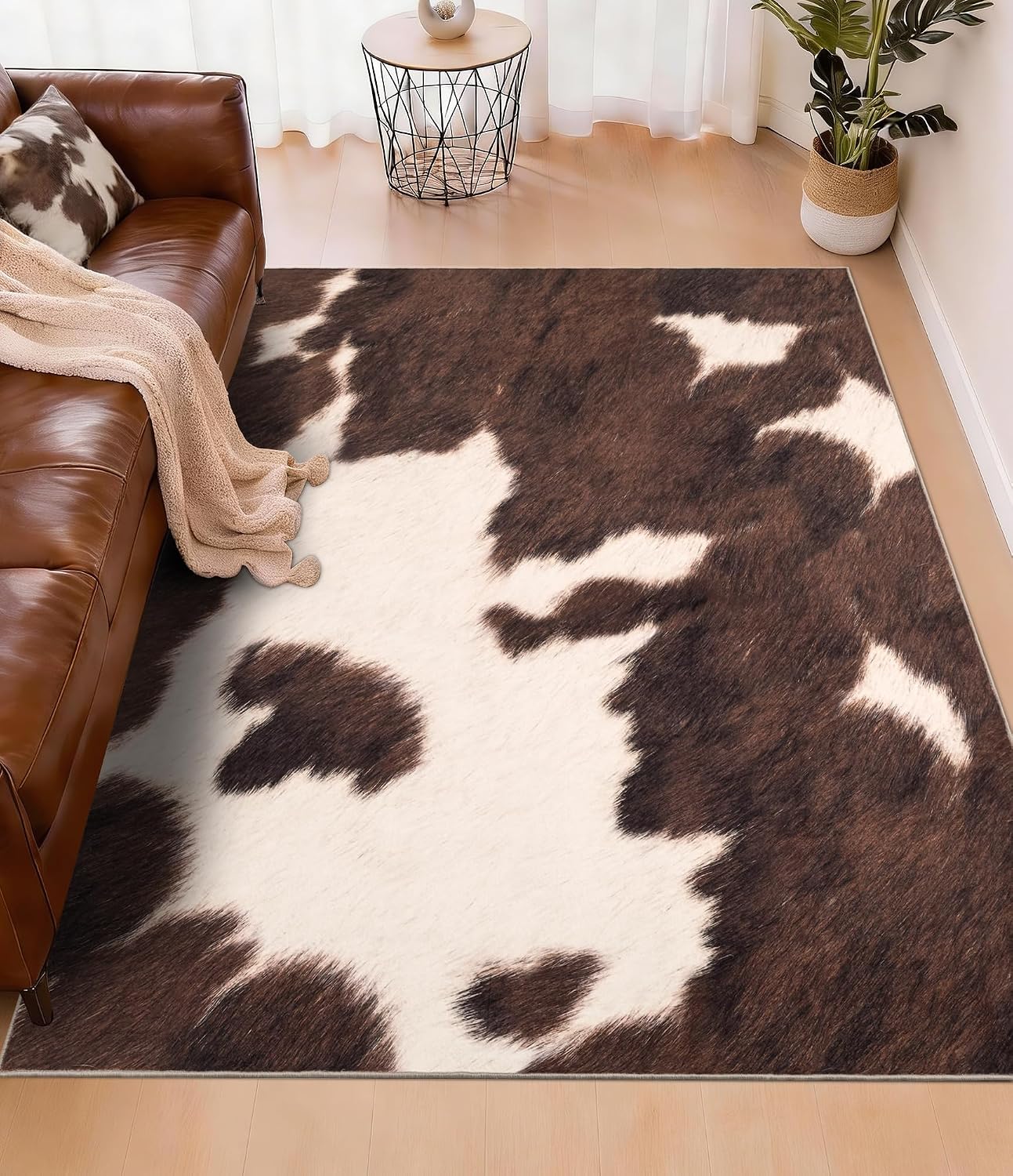 Brown Faux Cowhide Area Rug, S - Cowhide Rug Faux recension och pris