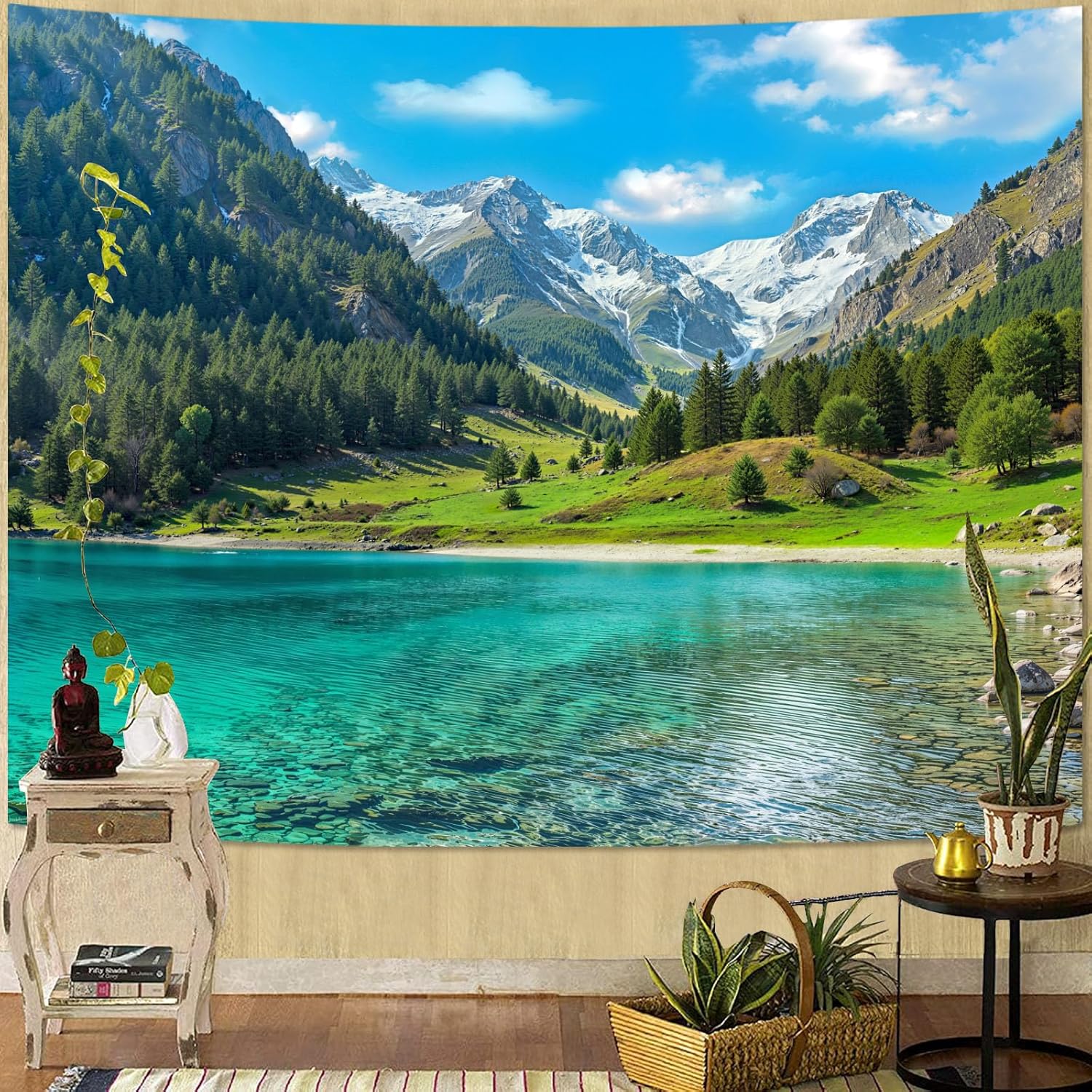 Nature Forest Mountain Tapestr - Aesthetic Tapestry recension och pris