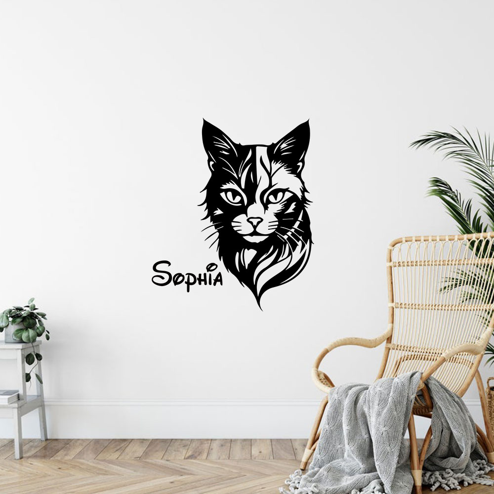 1PC Cute Cat Personalized Name - Home Decor Sticker recension och pris
