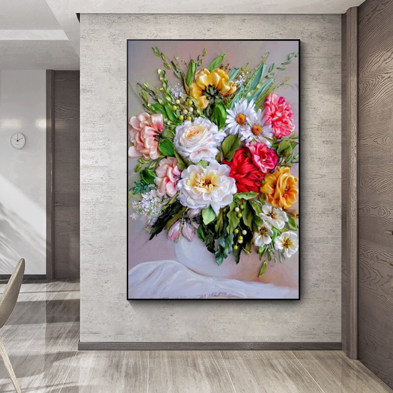 Canvas Painting Flowers Print  - Home Decor Vase recension och pris