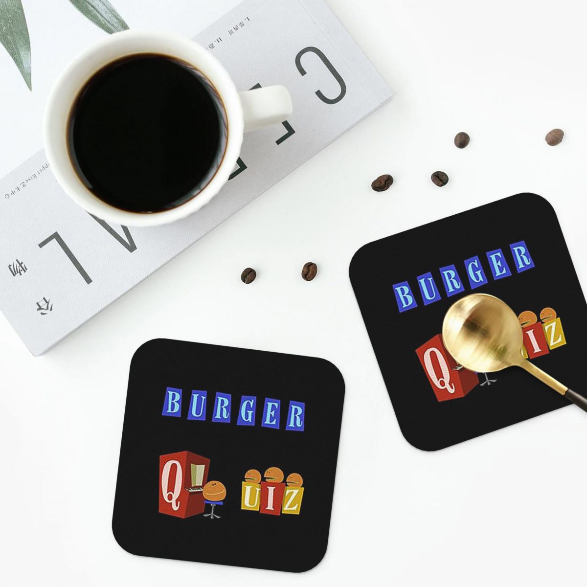 Burger Quiz New Logo Coasters  - Home Decor Quiz Free recension och pris