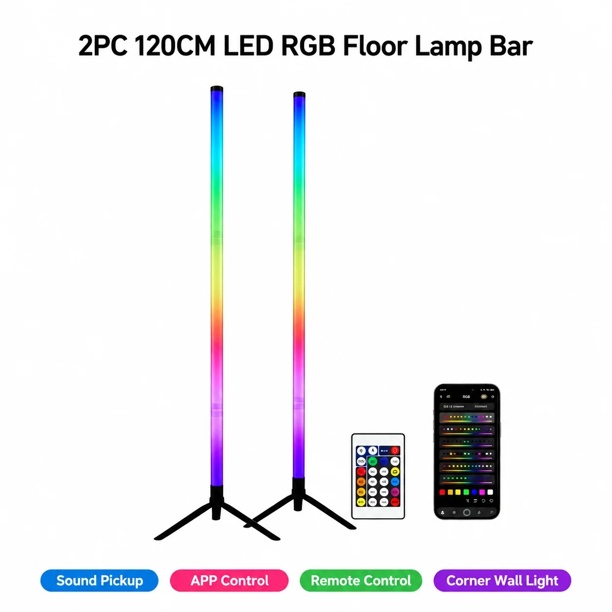2PCS 120CM RGB Floor Lamp, Sou - Home Decor Lighting recension och pris