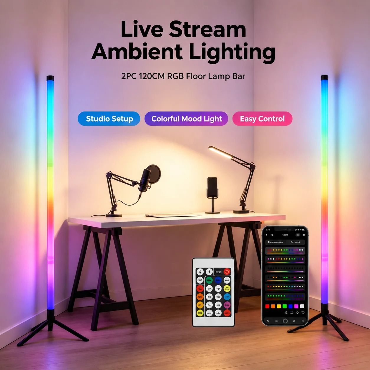 2PCS 120CM RGB Floor Lamp, Sou - Home Decor Lighting recension och pris
