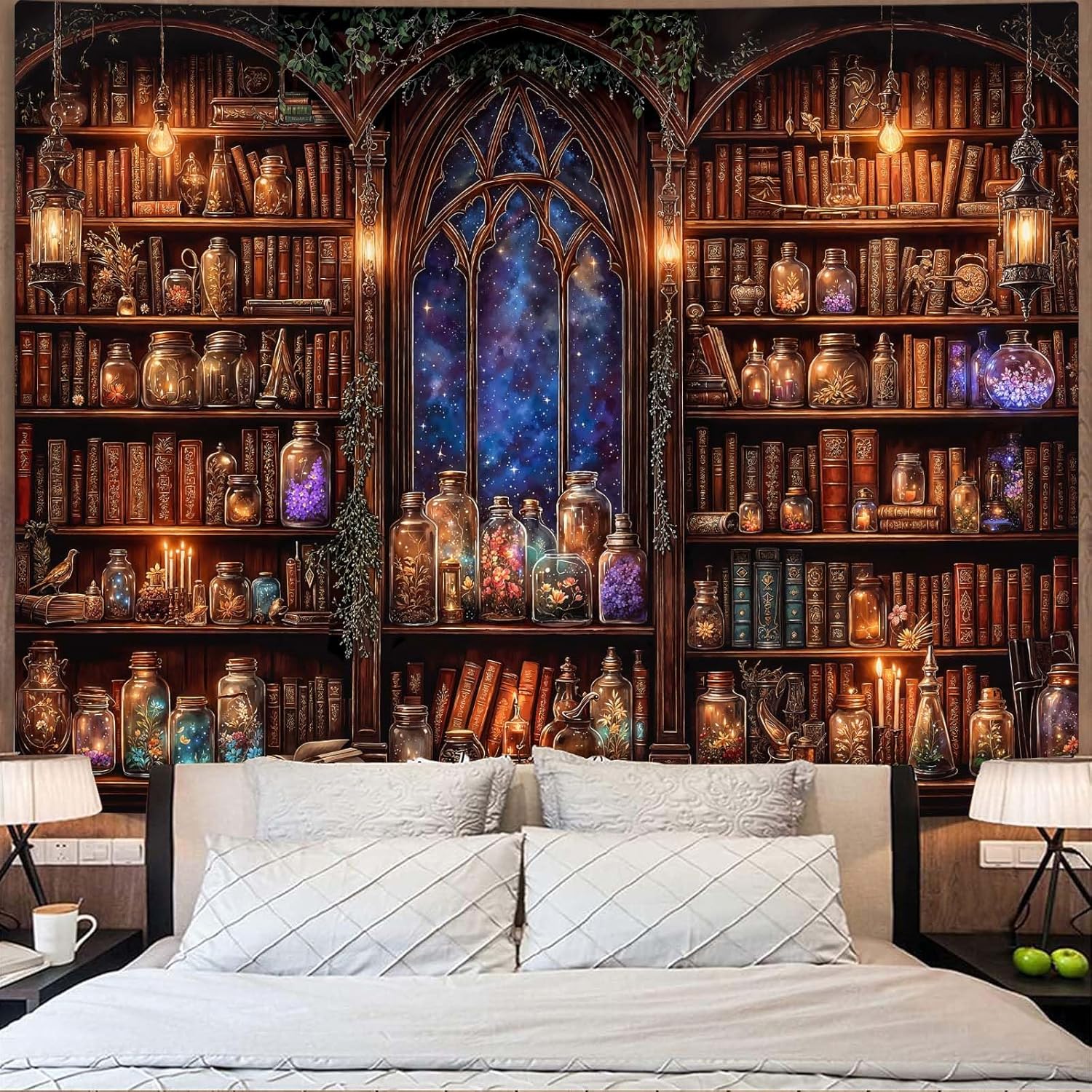 Fantasy Bookshelf Tapestry Med - Aesthetic Tapestry recension och pris