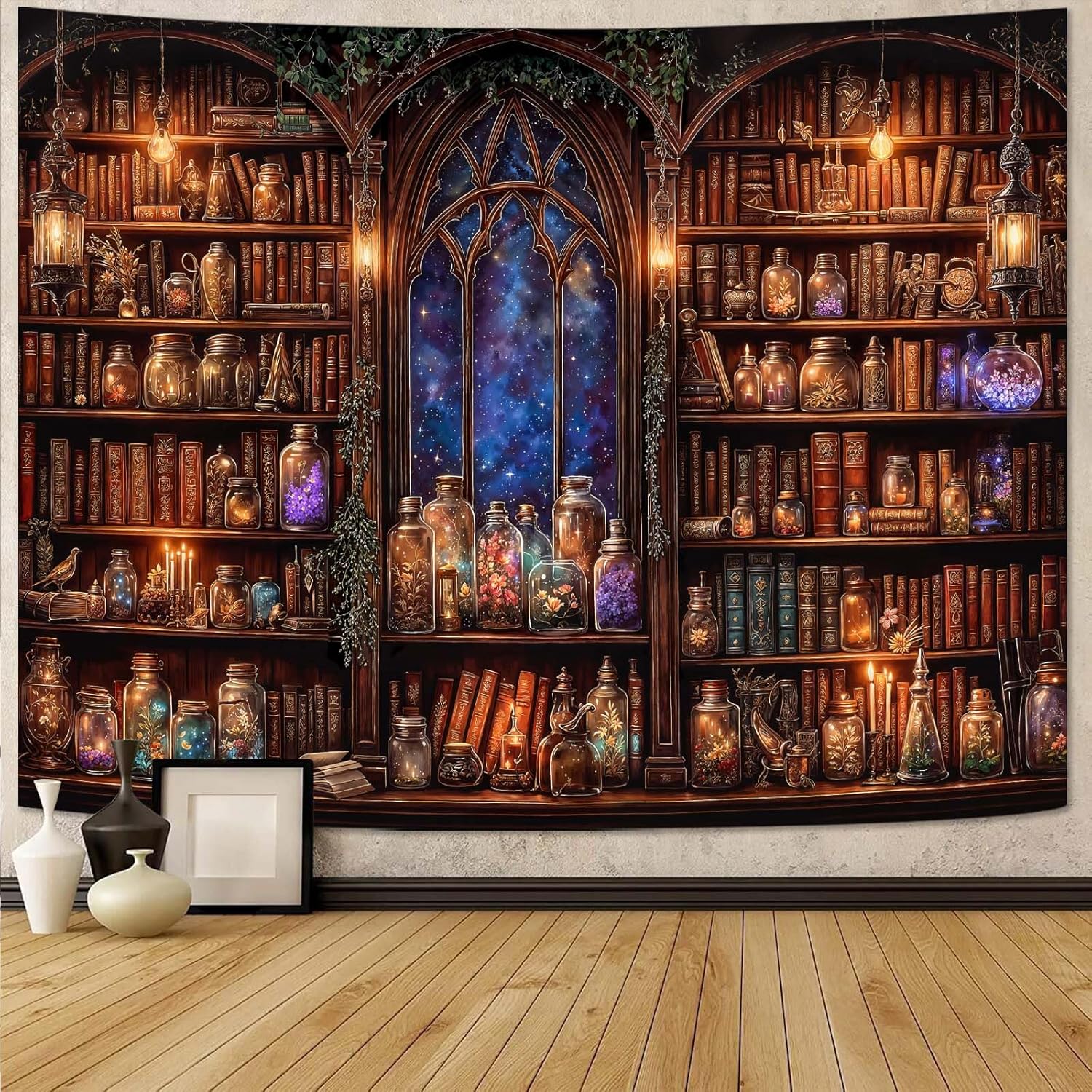 Fantasy Bookshelf Tapestry Med - Aesthetic Tapestry recension och pris