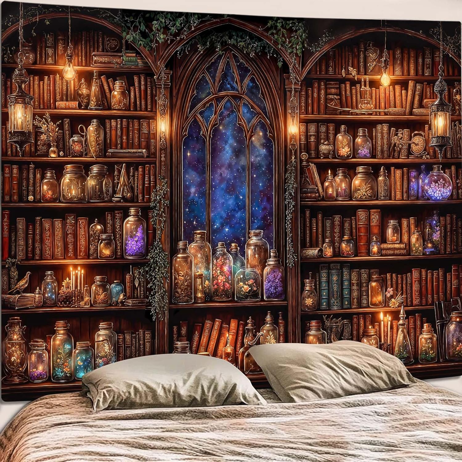 Fantasy Bookshelf Tapestry Med - Aesthetic Tapestry recension och pris