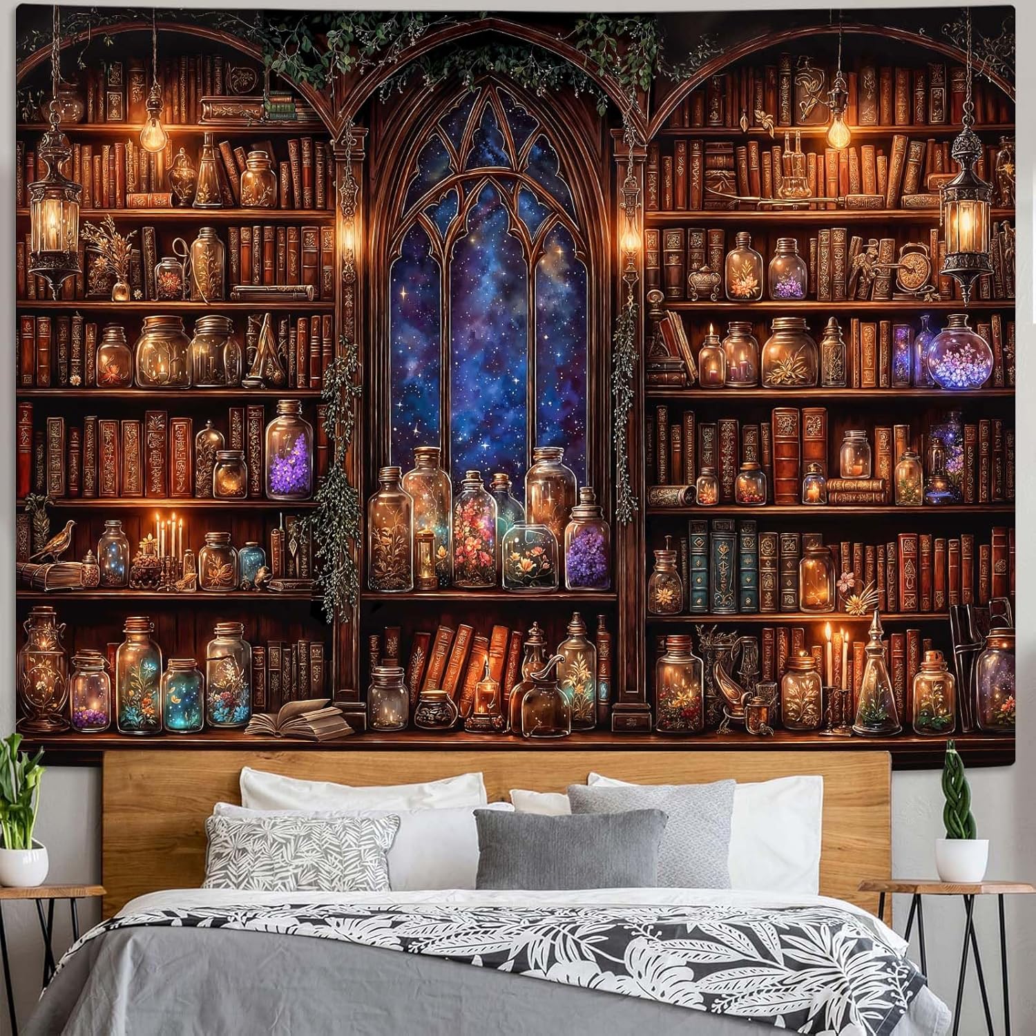 Fantasy Bookshelf Tapestry Med - Aesthetic Tapestry recension och pris