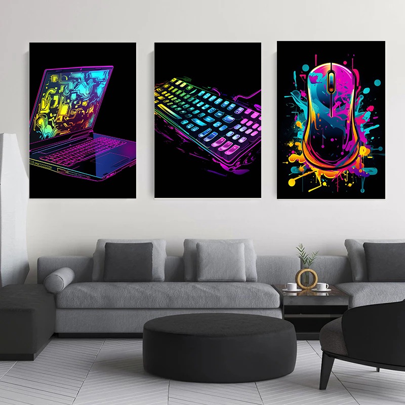 Watercolor Neon Video Game Pos - Home Decor Xbox Games recension och pris