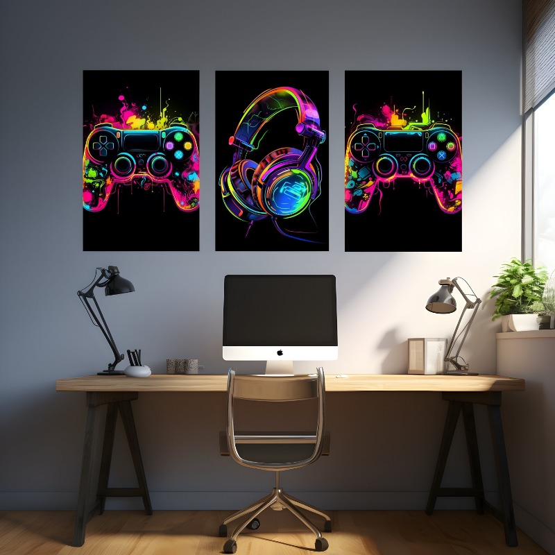 Watercolor Neon Video Game Pos - Home Decor Xbox Games recension och pris
