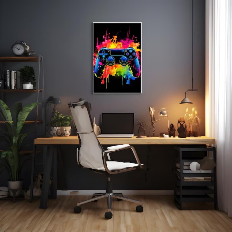 Watercolor Neon Video Game Pos - Home Decor Xbox Games recension och pris